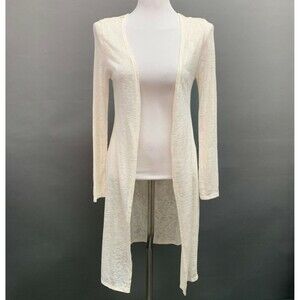 Living Doll Women's Open Front Top Small Ivory Sheer Back